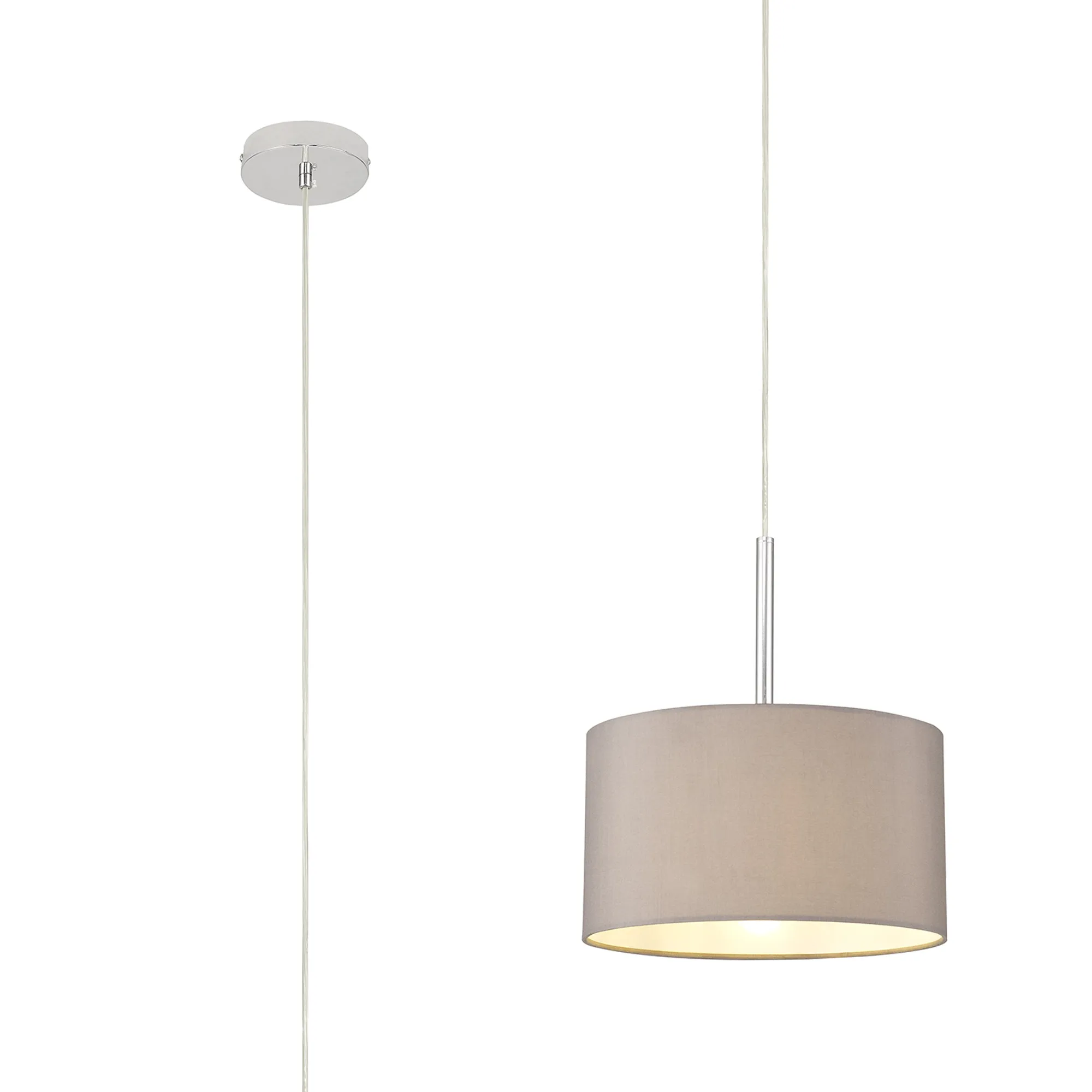 DK0126  Baymont 30cm Pendant 1 Light Polished Chrome; Grey